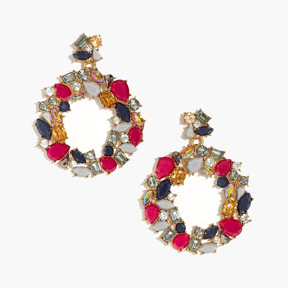🌺 J. Crew Colorful wreath statement earrings